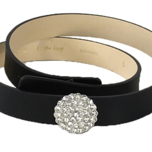 Kate Spade In the Loop Black Leather/Pave Belt - Picture 2 of 7